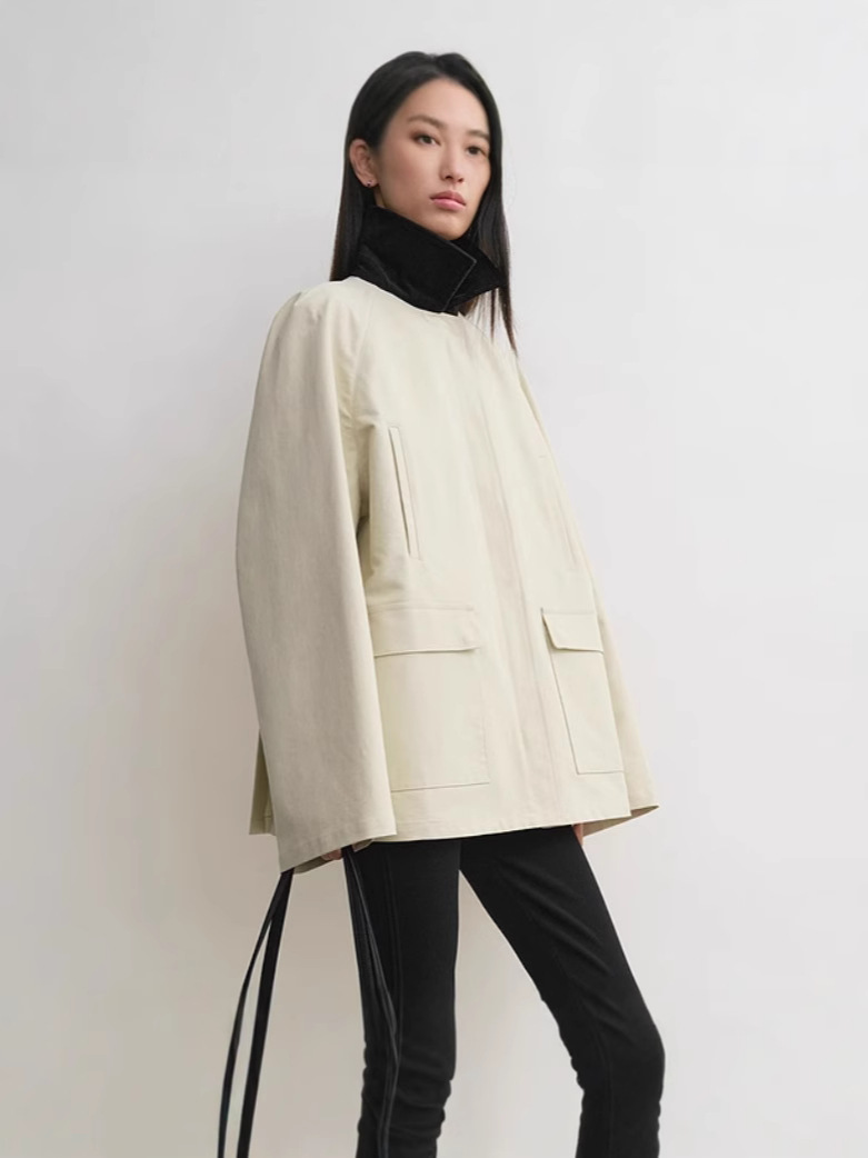 Toteme Summer Country jacket Cotton Beige Color front press-stud and zip pockets corduroy collar 2503023TT