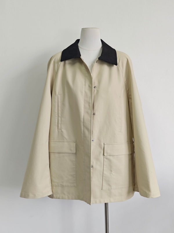 Toteme Summer Country jacket Cotton Beige Color front press-stud and zip pockets corduroy collar 2503023TT