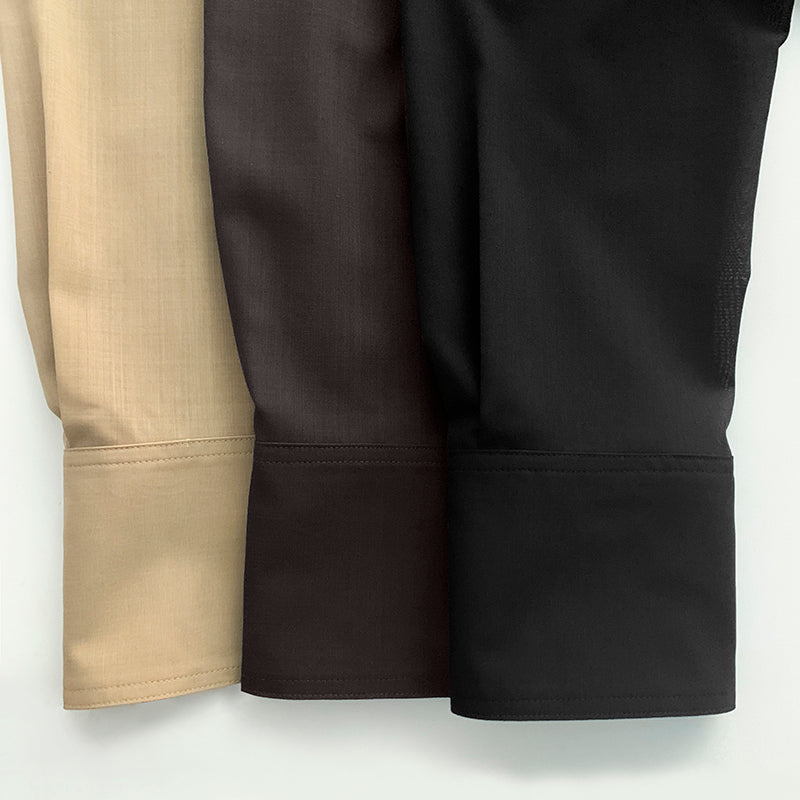 2502001TT Toteme Women Shirt Tops Wool Blended Solid Color Long Sleeve Oversize Black Brown Khaki Front Button