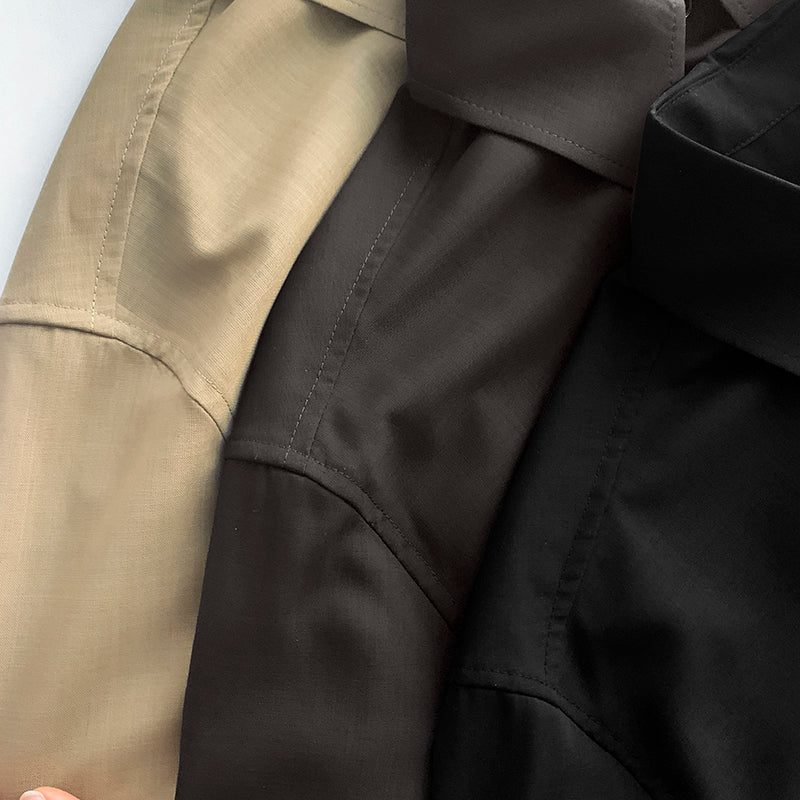 2502001TT Toteme Women Shirt Tops Wool Blended Solid Color Long Sleeve Oversize Black Brown Khaki Front Button