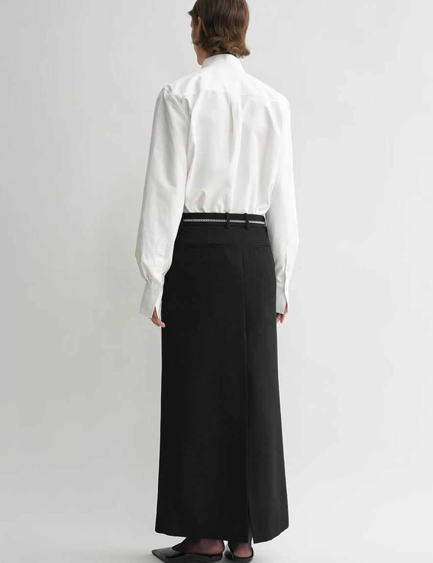 2412067TT Toteme Women Shirt Blouse White Cotton Long Sleeve Point-Collar Hide Button Oversize Long Length