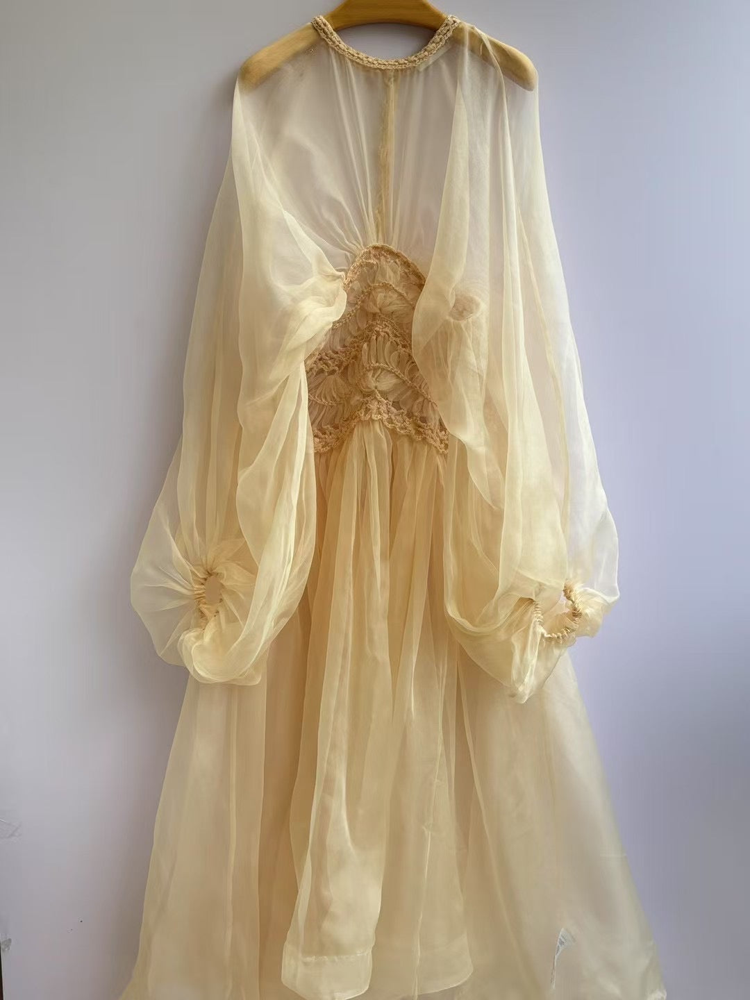 Zimmermann Illuminate gown maxi dress blush beige rear button slip dress silk long puff sleeves 2506019Zim