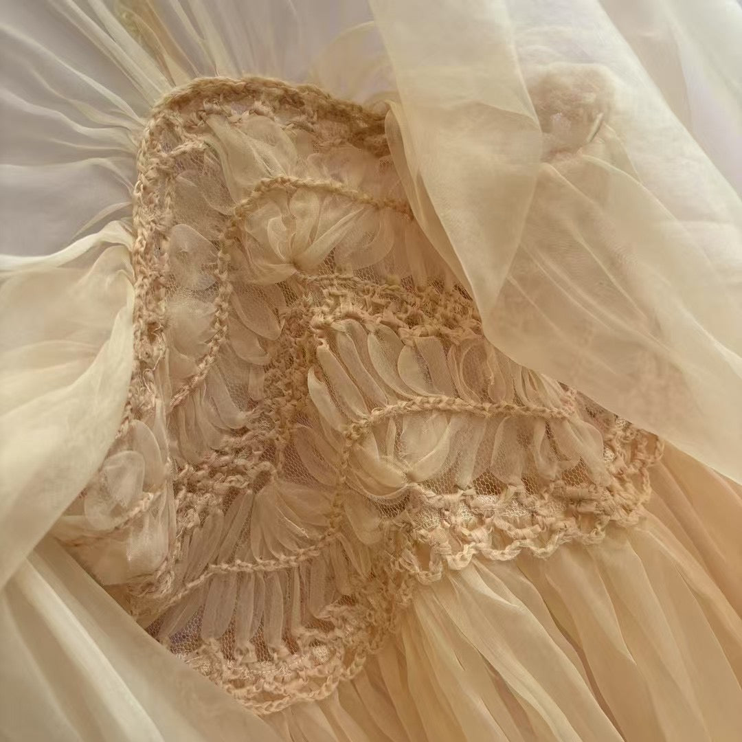 Zimmermann Illuminate gown maxi dress blush beige rear button slip dress silk long puff sleeves 2506019Zim