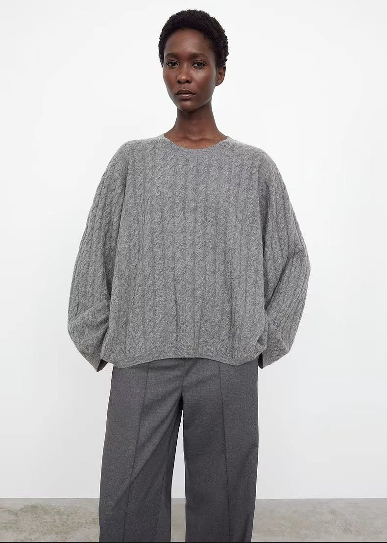 Toteme cable cashmere sweater multi color long sleeve oversize solid color 2012006TTM