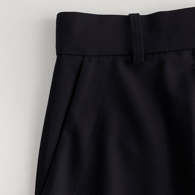 2412031TT Toteme Midi Pencil Skirt Wool Blended Black Casual High Waist Pocket Zipper Back-Slit