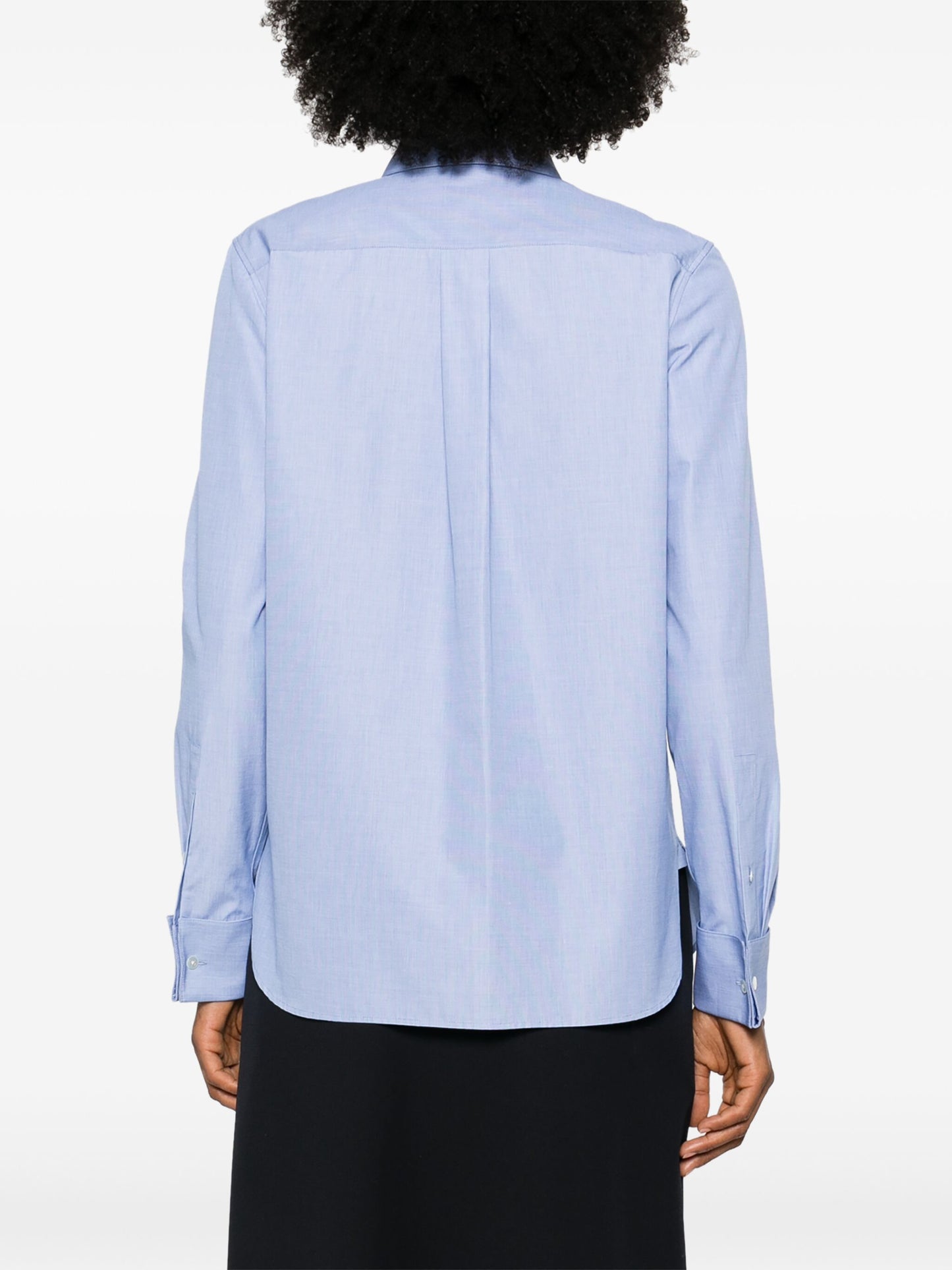 The Row METIS Shirt cerulean blue cotton front button classic collar long sleeves French cuffs 2411025TR