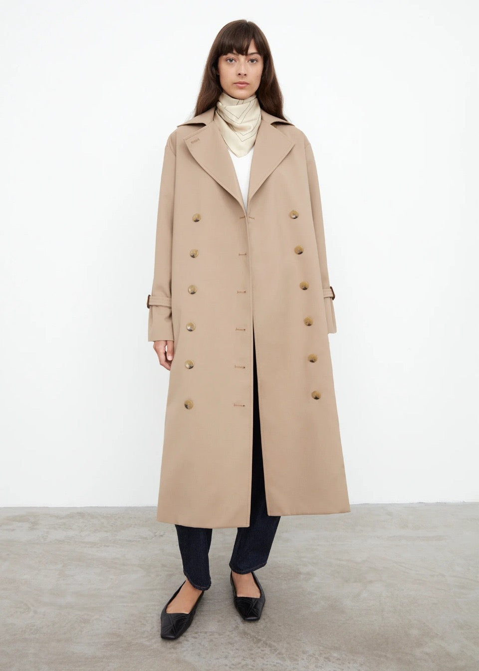 Toteme Pisa winter trench jacket cotton blended oversize double breasted khaki color 2012001TTM