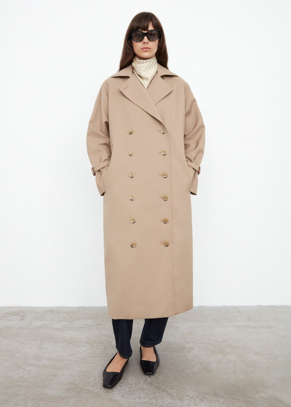 Toteme Pisa winter trench jacket cotton blended oversize double breasted khaki color 2012001TTM