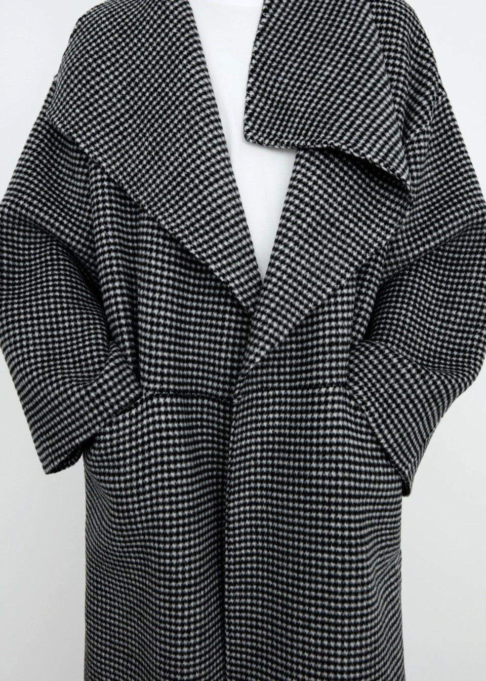 Toteme Woollen coat jacket wool cashmere gray grid no-button oversize midi length 2012007TTM