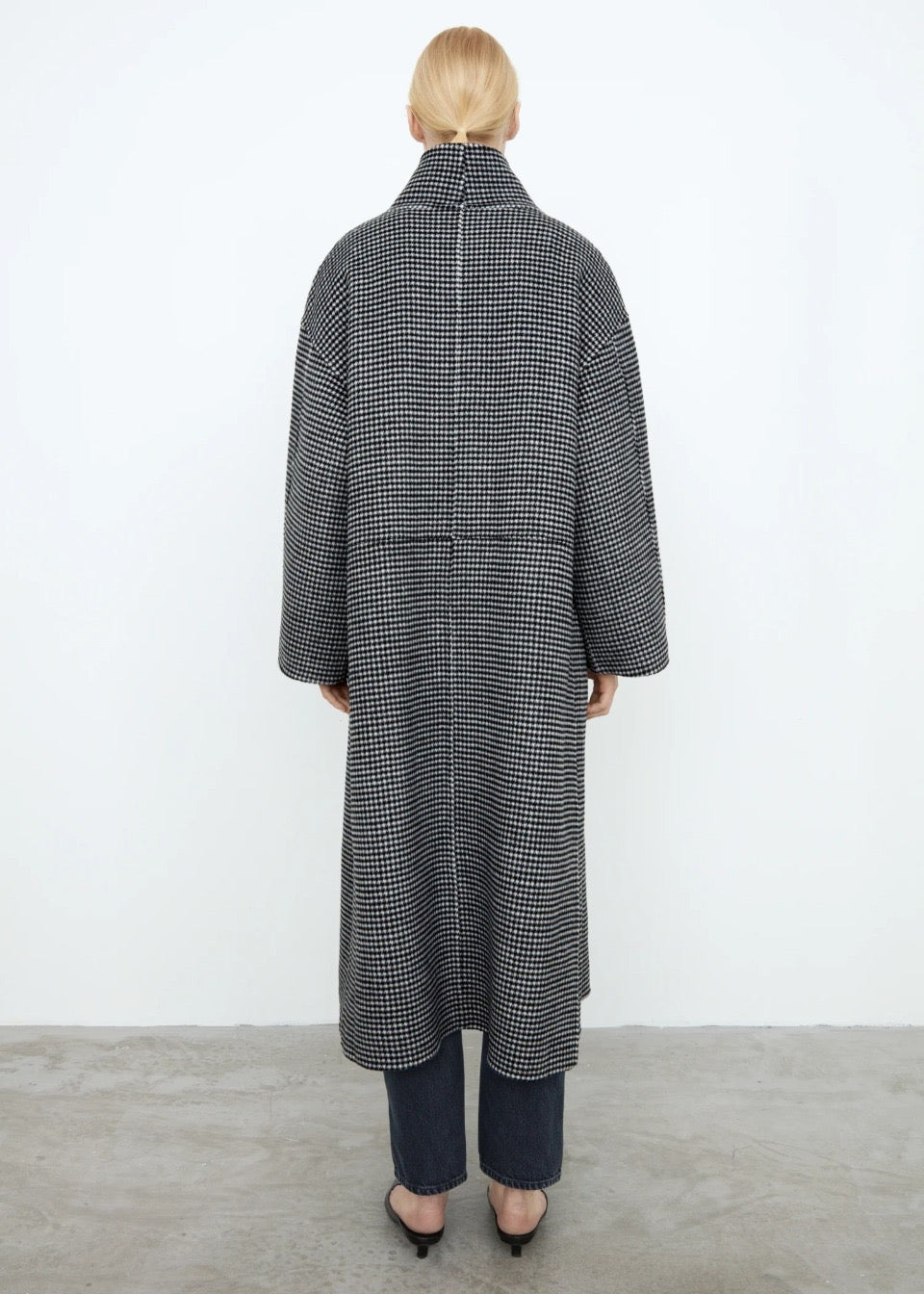 Toteme Woollen coat jacket wool cashmere gray grid no-button oversize midi length 2012007TTM