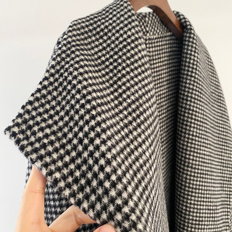 Toteme Woollen coat jacket wool cashmere gray grid no-button oversize midi length 2012007TTM