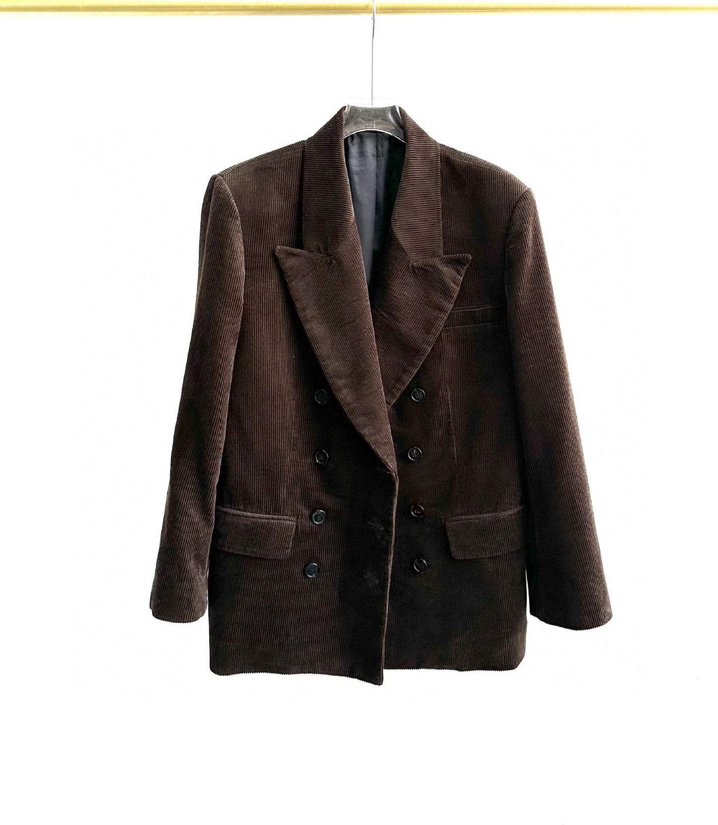 Khaite Winter Blazer Jacket Brown Corduroy Front Button Pocket Loose Design Casual 2310010KH