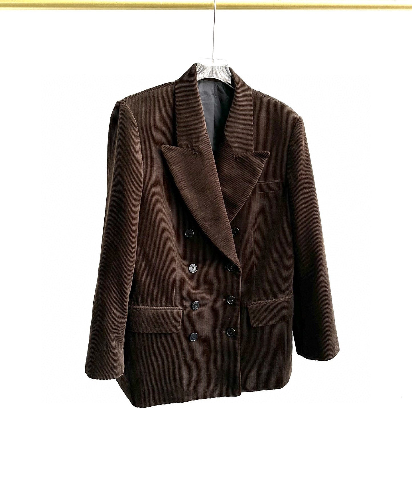 Khaite Winter Blazer Jacket Brown Corduroy Front Button Pocket Loose Design Casual 2310010KH