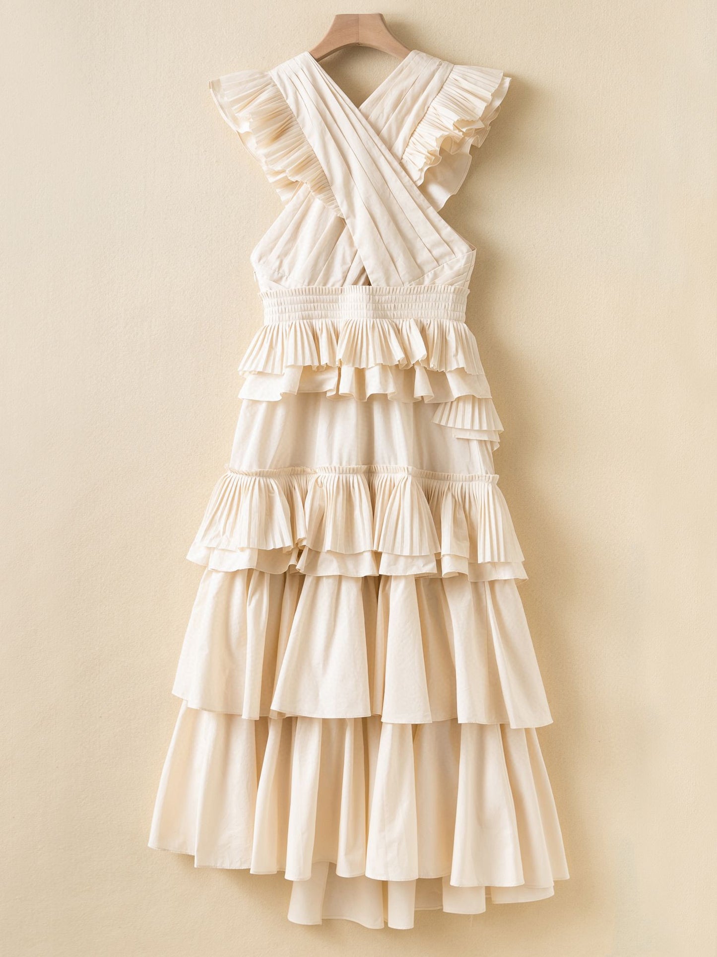 Ulla Johnson midi tiered dress summer cotton ruffles cross chest sleeveless 2208059UJ