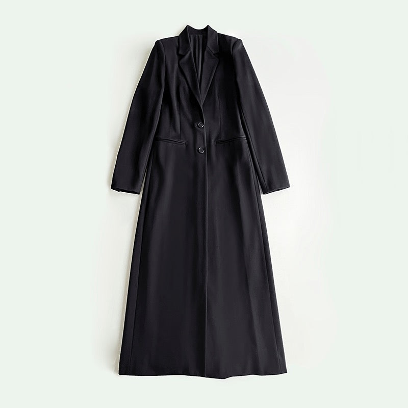 The Row Midi Coat Tranch Coat Autumn Black long sleeve Viscose blended front button ankle-length 2308021TR