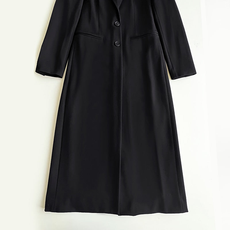 The Row Midi Coat Tranch Coat Autumn Black long sleeve Viscose blended front button ankle-length 2308021TR