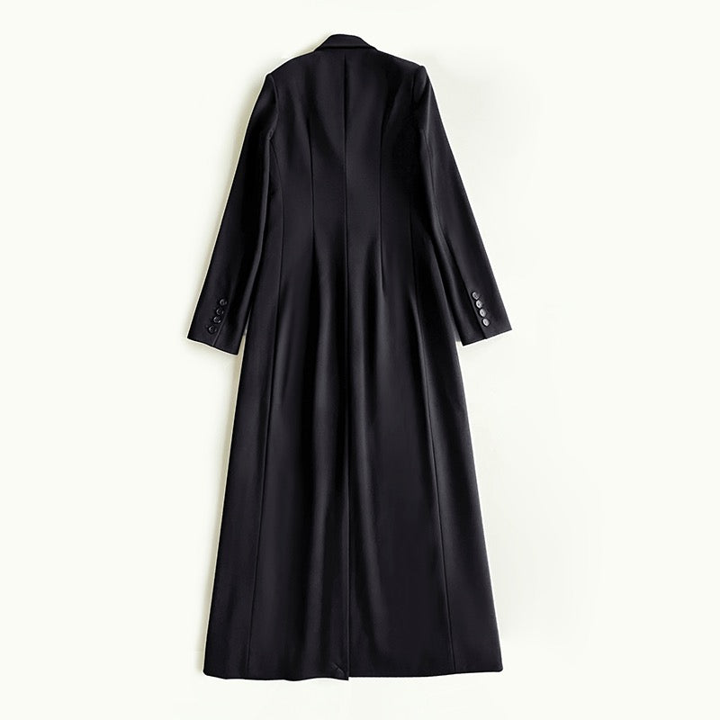 The Row Midi Coat Tranch Coat Autumn Black long sleeve Viscose blended front button ankle-length 2308021TR