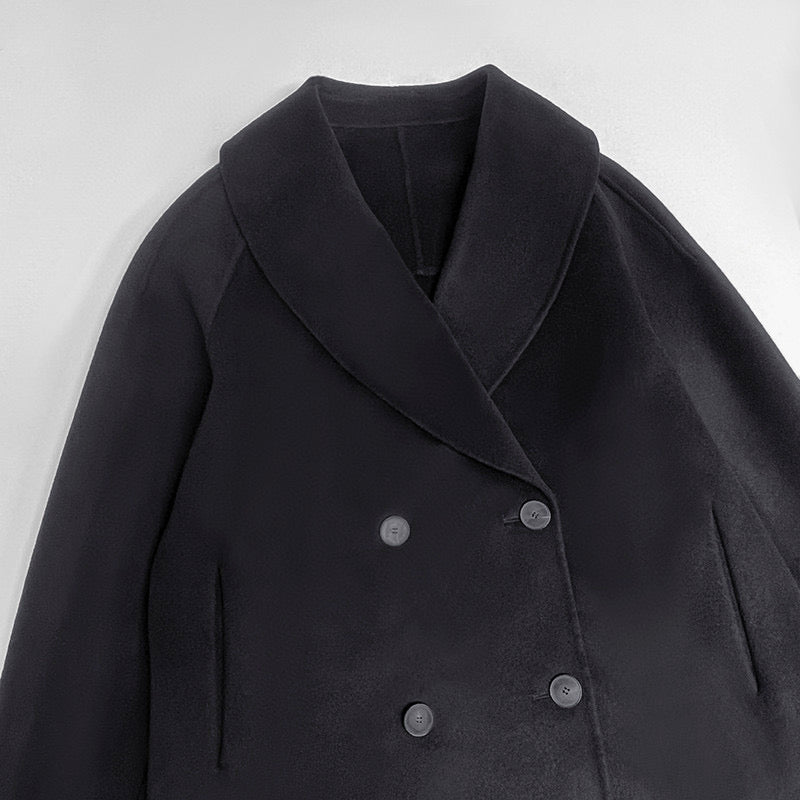 The Row winter wool coat jacket black wool blended plus size straight hem front button 2211041TR