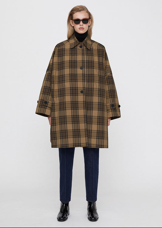 Toteme winter jacket women coats trench yellow plaid oversize polyester A-shape 2211047TT