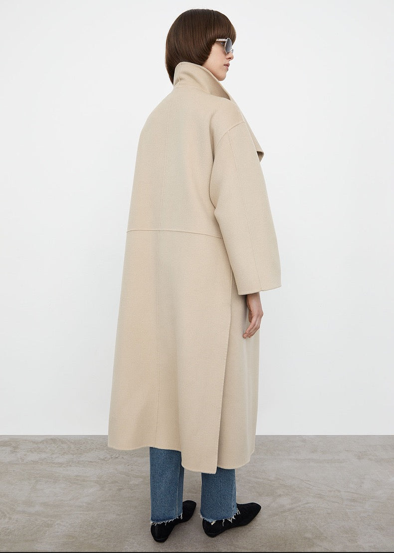 Toteme woolen coat long jacket beige color oversize side-slit pocket long sleeve 2111003TT