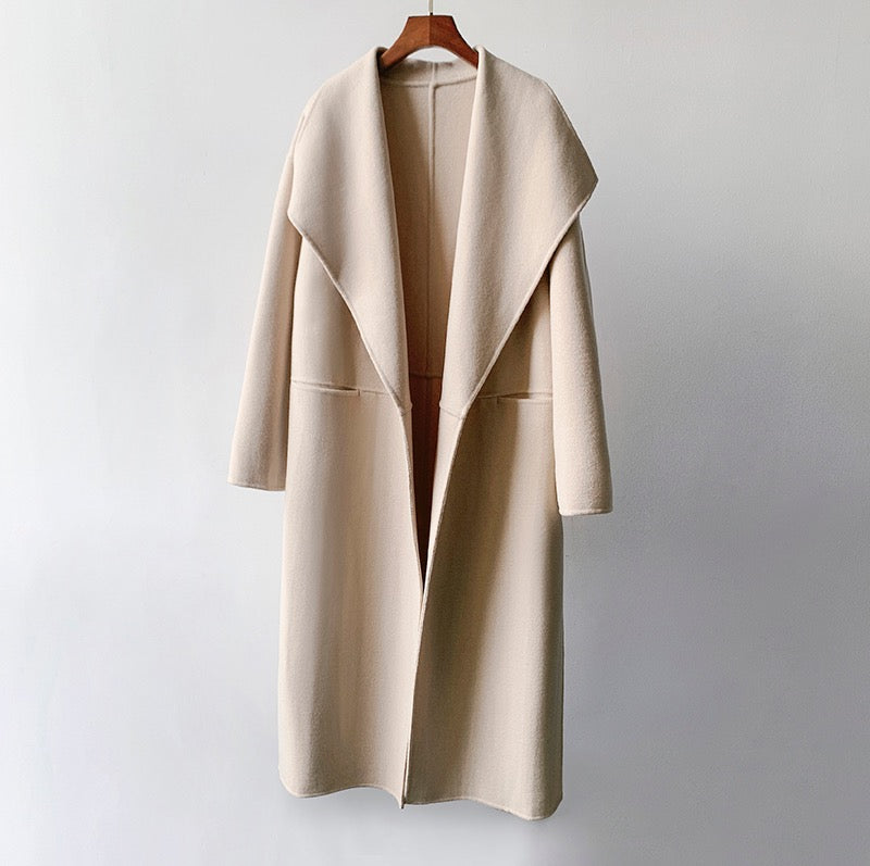 Toteme woolen coat long jacket beige color oversize side-slit pocket long sleeve 2111003TT