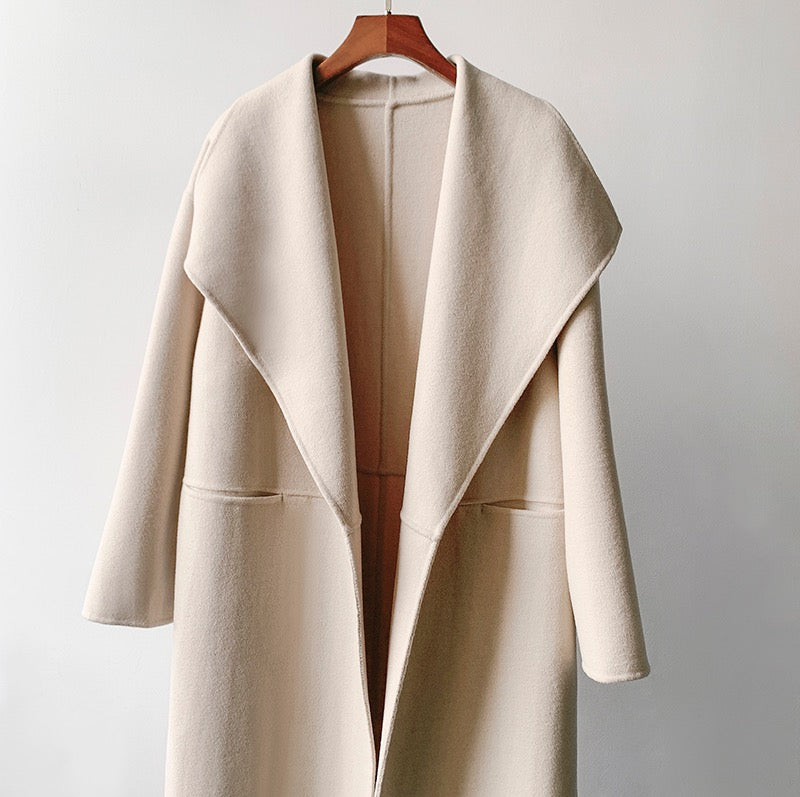 Toteme woolen coat long jacket beige color oversize side-slit pocket long sleeve 2111003TT