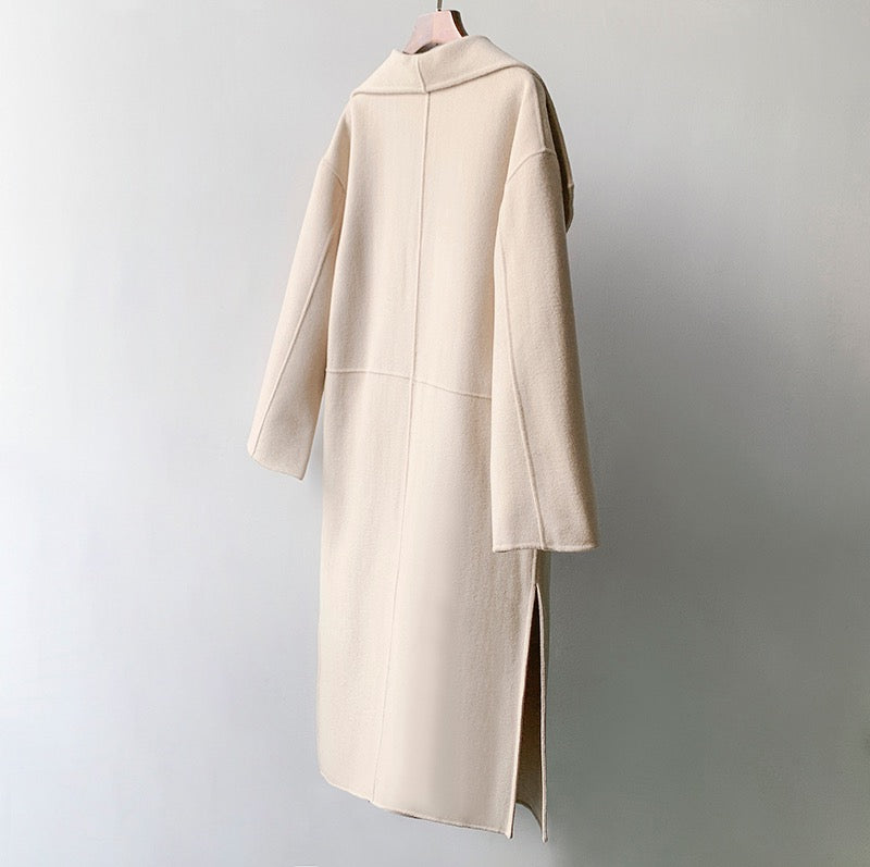 Toteme woolen coat long jacket beige color oversize side-slit pocket long sleeve 2111003TT