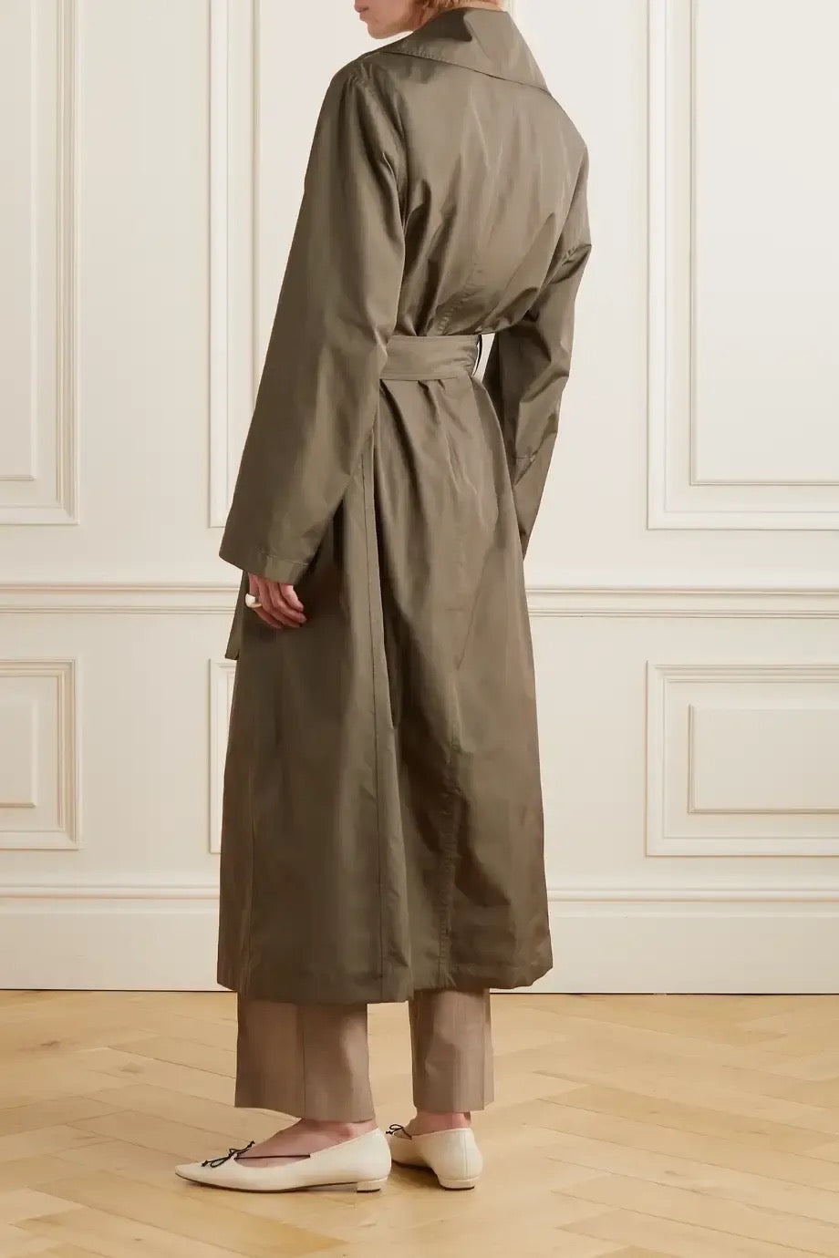 2309018TR The Row Winter Trench Army Green Pocket Oversize Long Sleeve Belted Midi Lenght