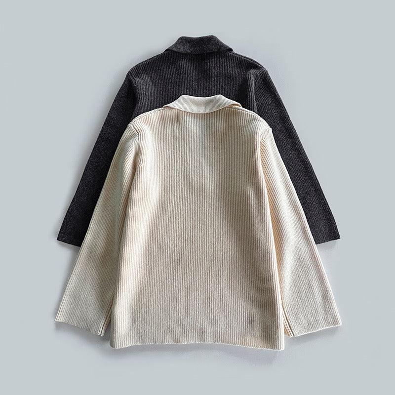 Toteme Winter Sweater Knit Pullover Wool Black Beige Polo Collar V-Neck Oversize Long Sleeve 2309029TT