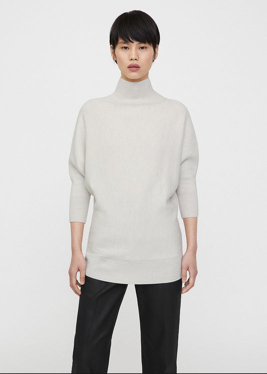 Toteme winter sweater pullover 3/4 sleeve wool blended white black stand collar 2209056TT