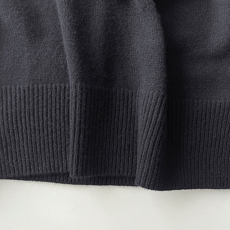 2209058TR The Row Winter Knitted Pullover O-neck Cashmere Wool Long Sleeve Oversize Black