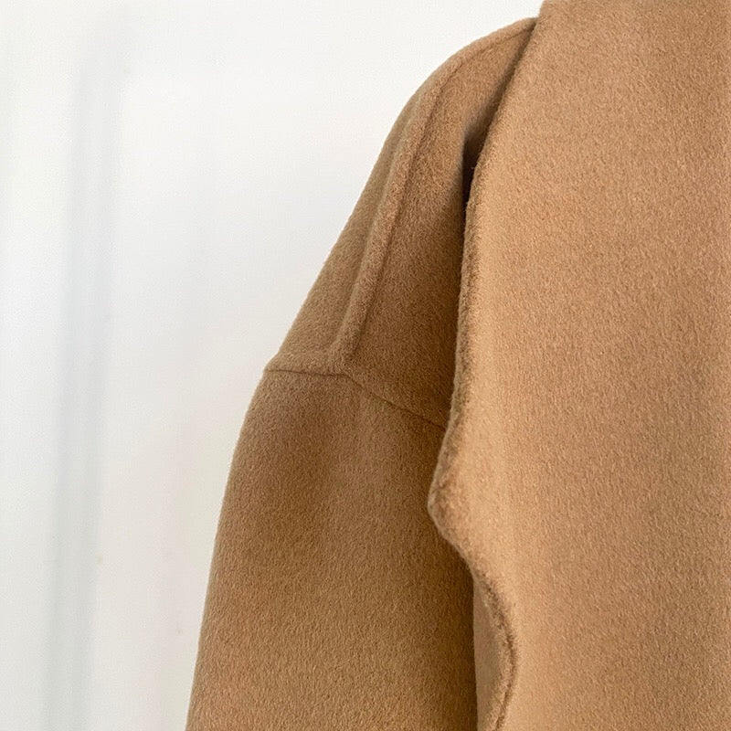 Toteme woollen long coat side slit oversize camel black long sleeve no-button 2003TO001