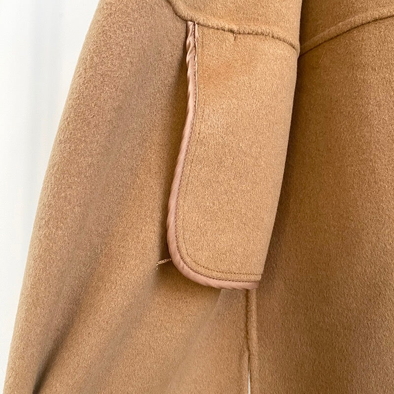 Toteme woollen long coat side slit oversize camel black long sleeve no-button 2003TO001