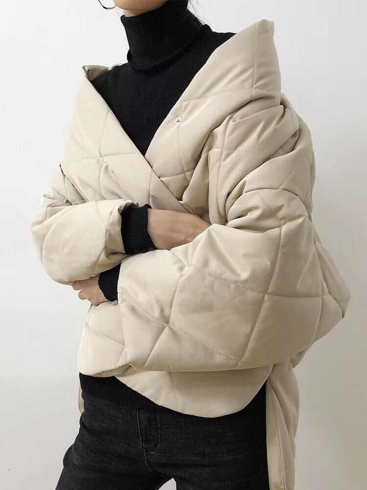 Toteme Oversized Diamond Quilted Cotton Blend Stand Collar Coat for Women 2208085TT