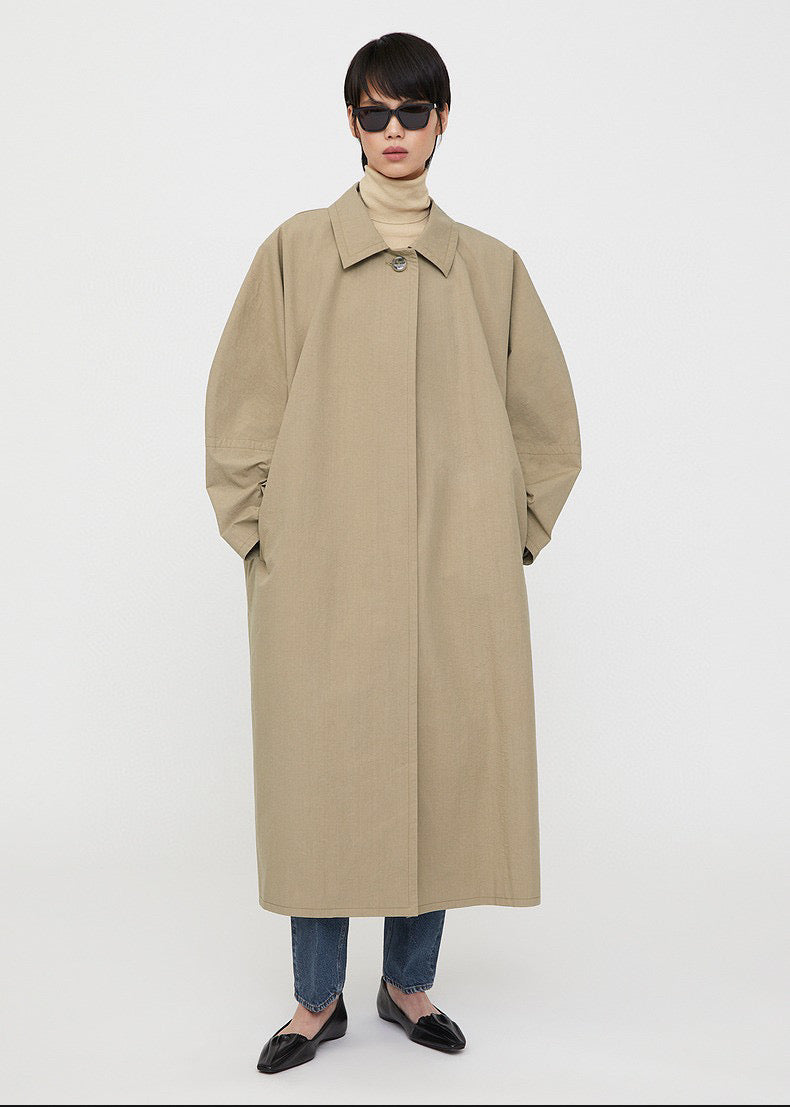 Toteme Midi Trench Coat Jacket Cotton Blended Ont-Button Cocoon Shape Oversize 2303004TT