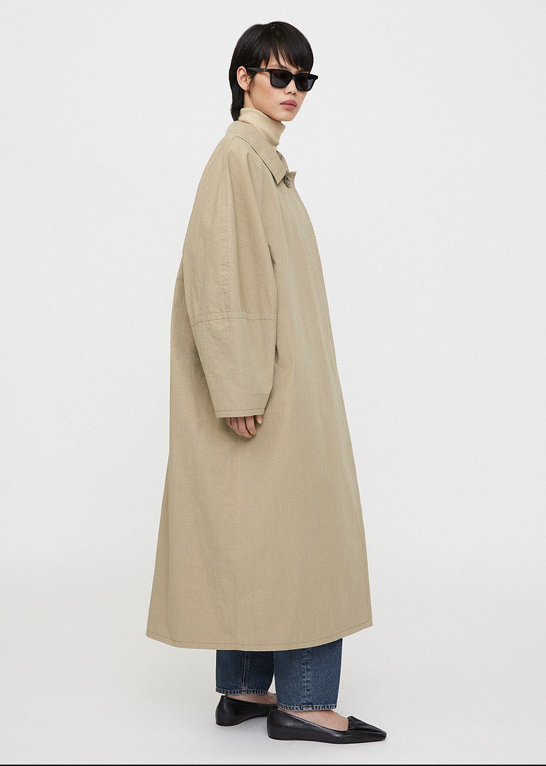 Toteme Midi Trench Coat Jacket Cotton Blended Ont-Button Cocoon Shape Oversize 2303004TT