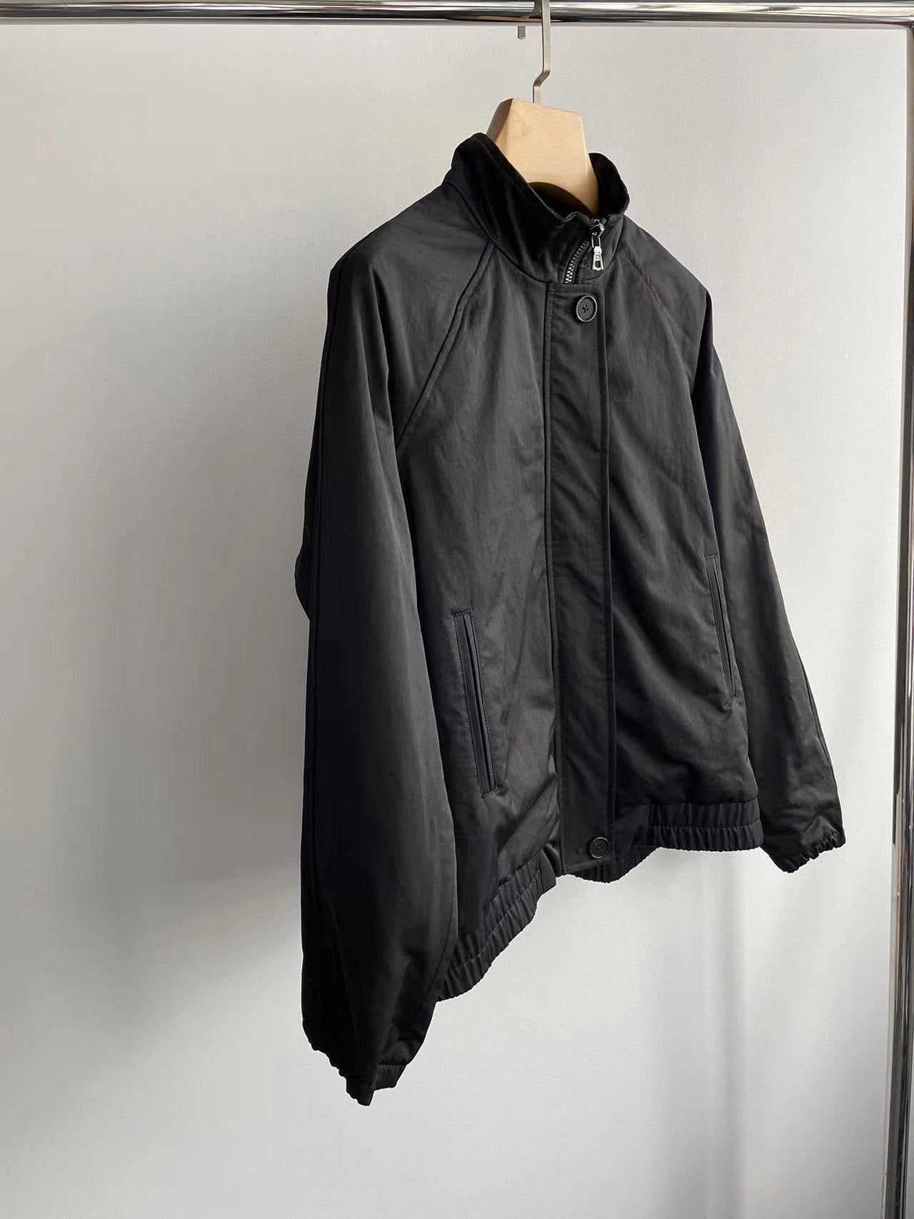 The Row autumn winter jacket pocket zipper-up long sleeve oversize black color 2401009TR