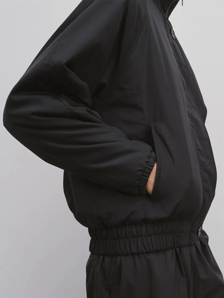 The Row autumn winter jacket pocket zipper-up long sleeve oversize black color 2401009TR