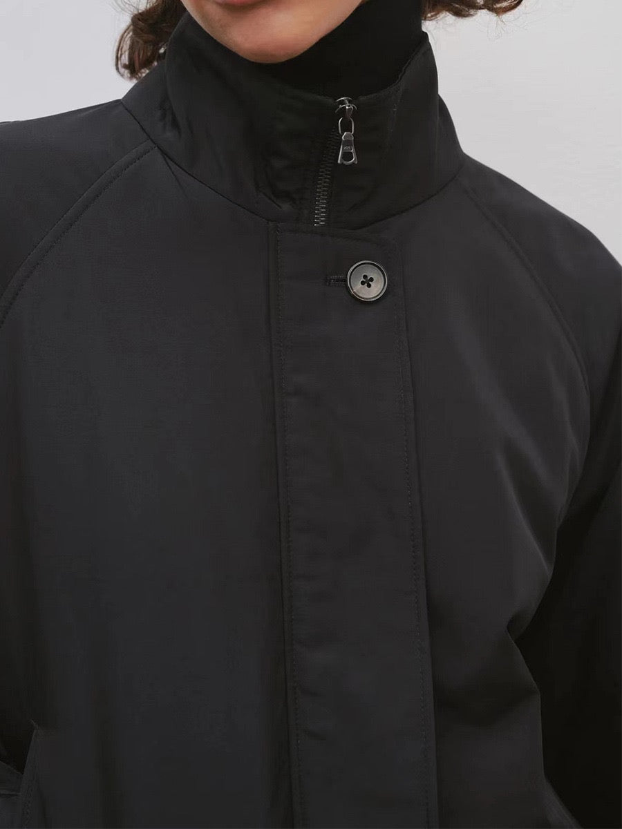 The Row autumn winter jacket pocket zipper-up long sleeve oversize black color 2401009TR