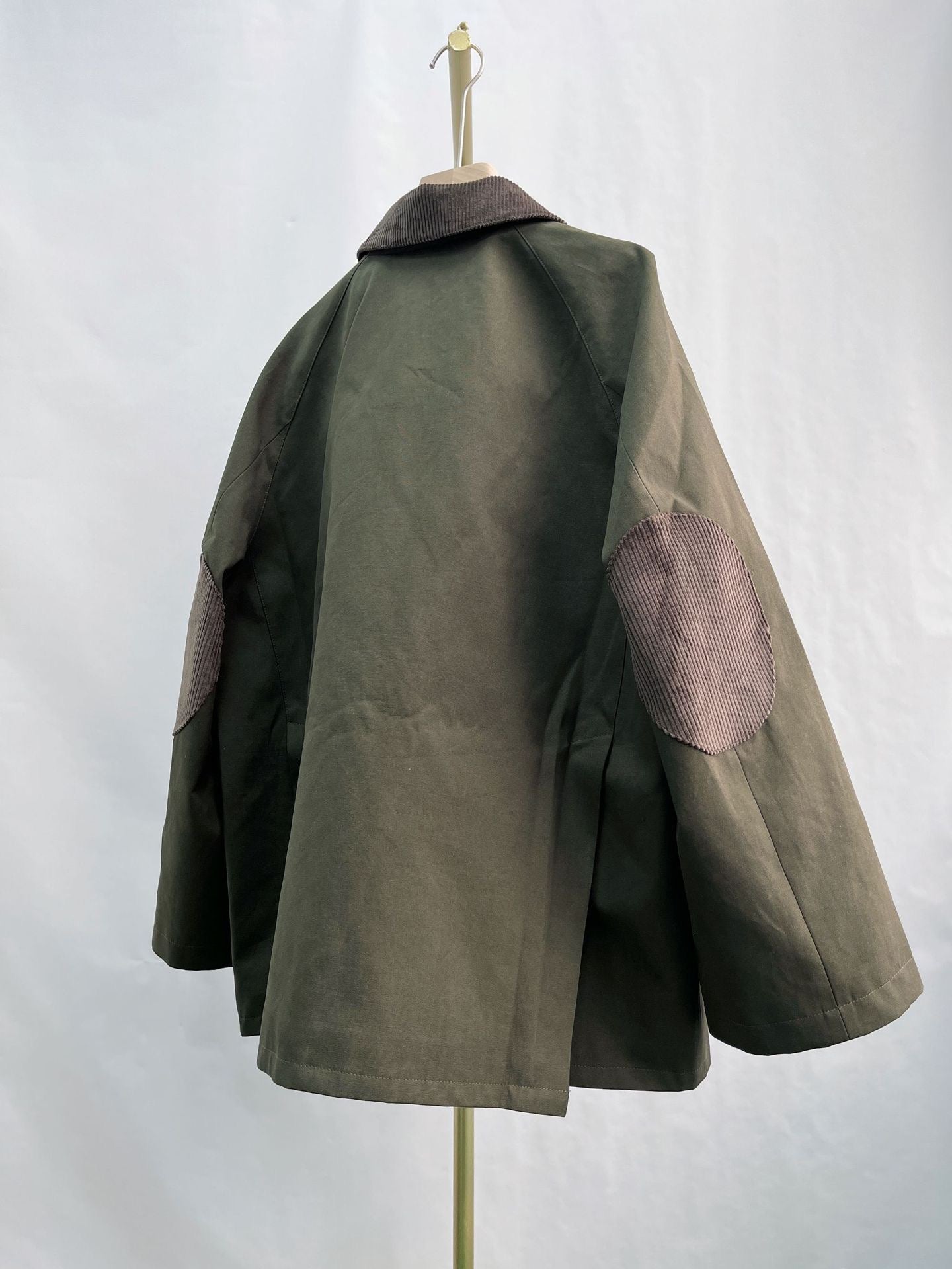 Toteme Winter Jacket Coat Cotton Army Green Corduroy Collar Patch Pocket Button+Zipper Oversize 2209026TT