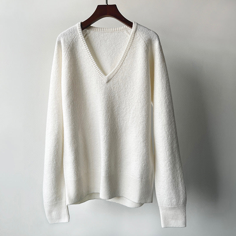 Toteme winter sweater pullover wool v-neck camel black long sleeve oversize drop shoulder 2311005TT