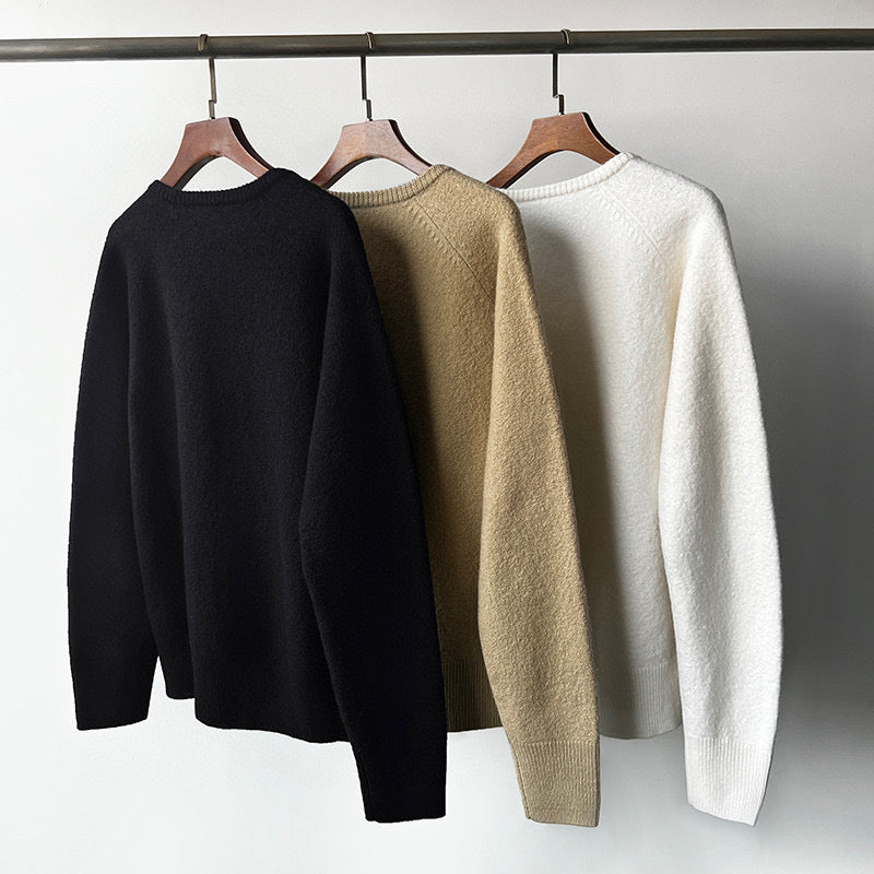 Toteme winter sweater pullover wool v-neck camel black long sleeve oversize drop shoulder 2311005TT