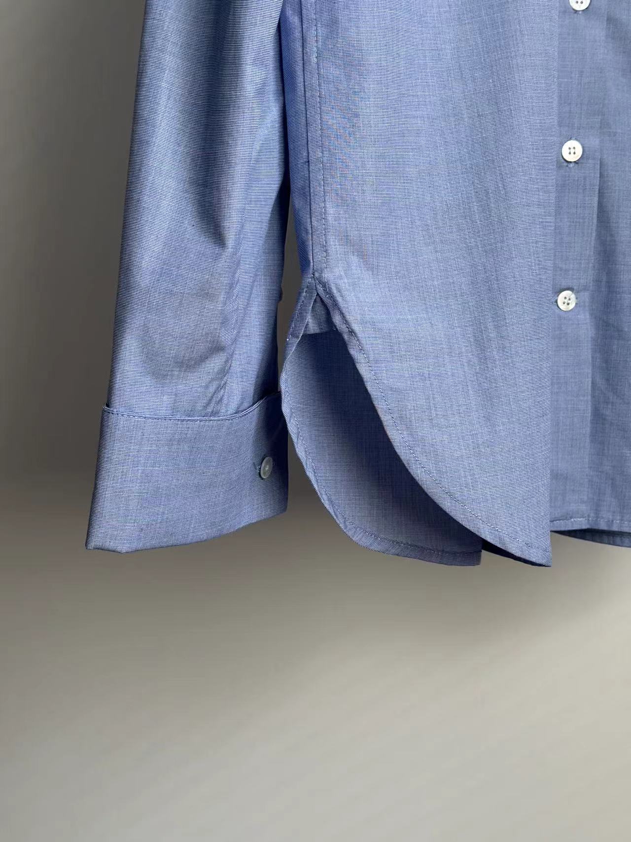 The Row METIS Shirt cerulean blue cotton front button classic collar long sleeves French cuffs 2411025TR