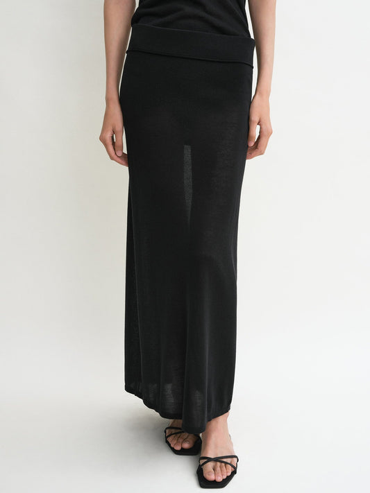 Toteme knitted skirt elasticated waistband pull-on style straight hem white Black Lyocell blended 2505094TT