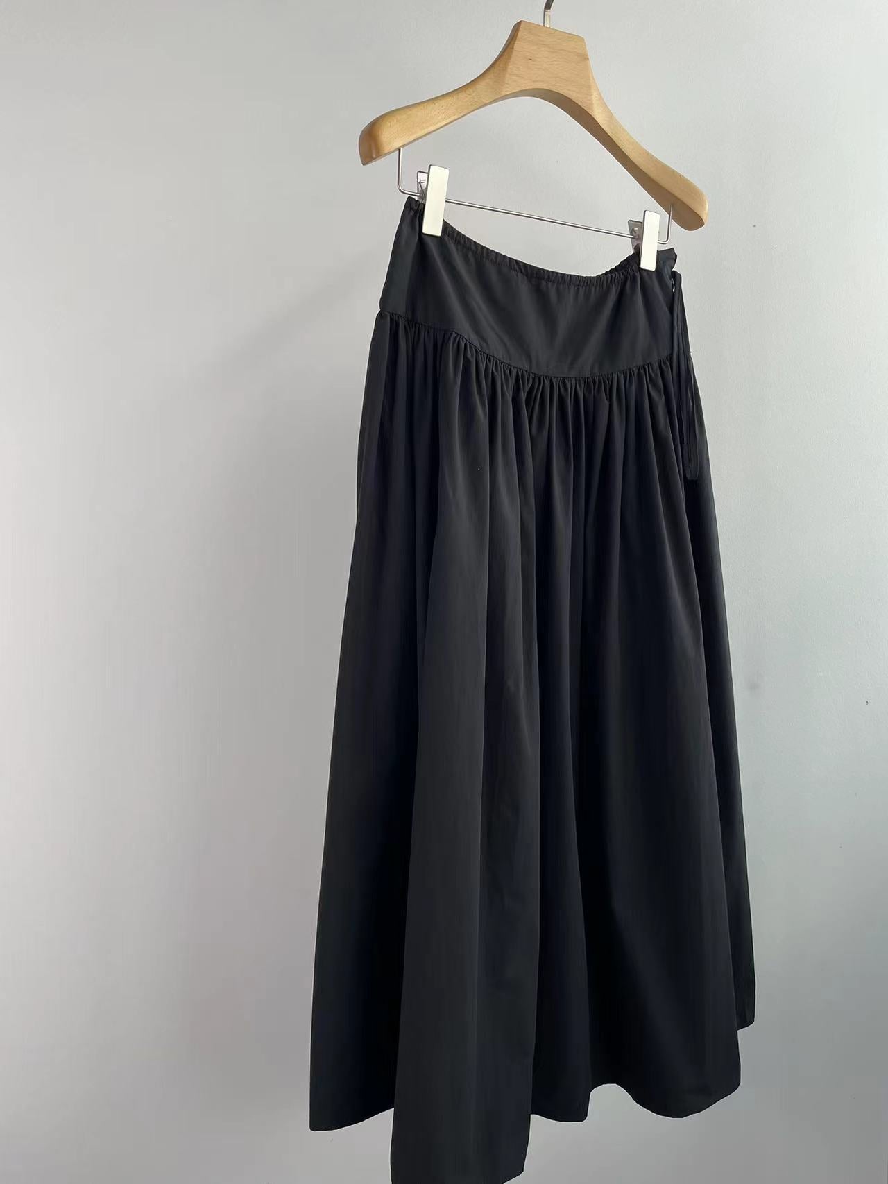 The Row midi skirt cotton white color ankle-length low waist drawstring casual A-shape 2409008TR