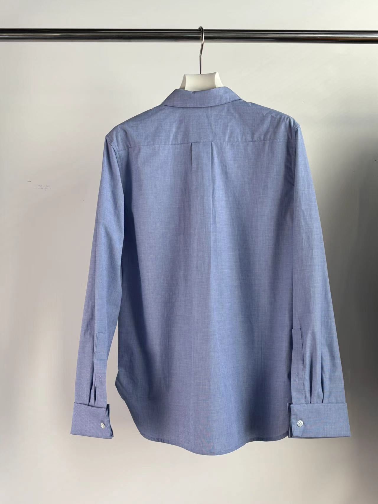 The Row METIS Shirt cerulean blue cotton front button classic collar long sleeves French cuffs 2411025TR