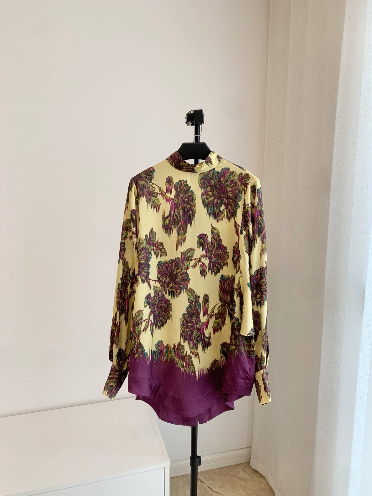 Alemais Viscose Jacquard Floral Print Stand‑collar Top & Wide‑leg Shorts Co‑ord Set 2608050AL
