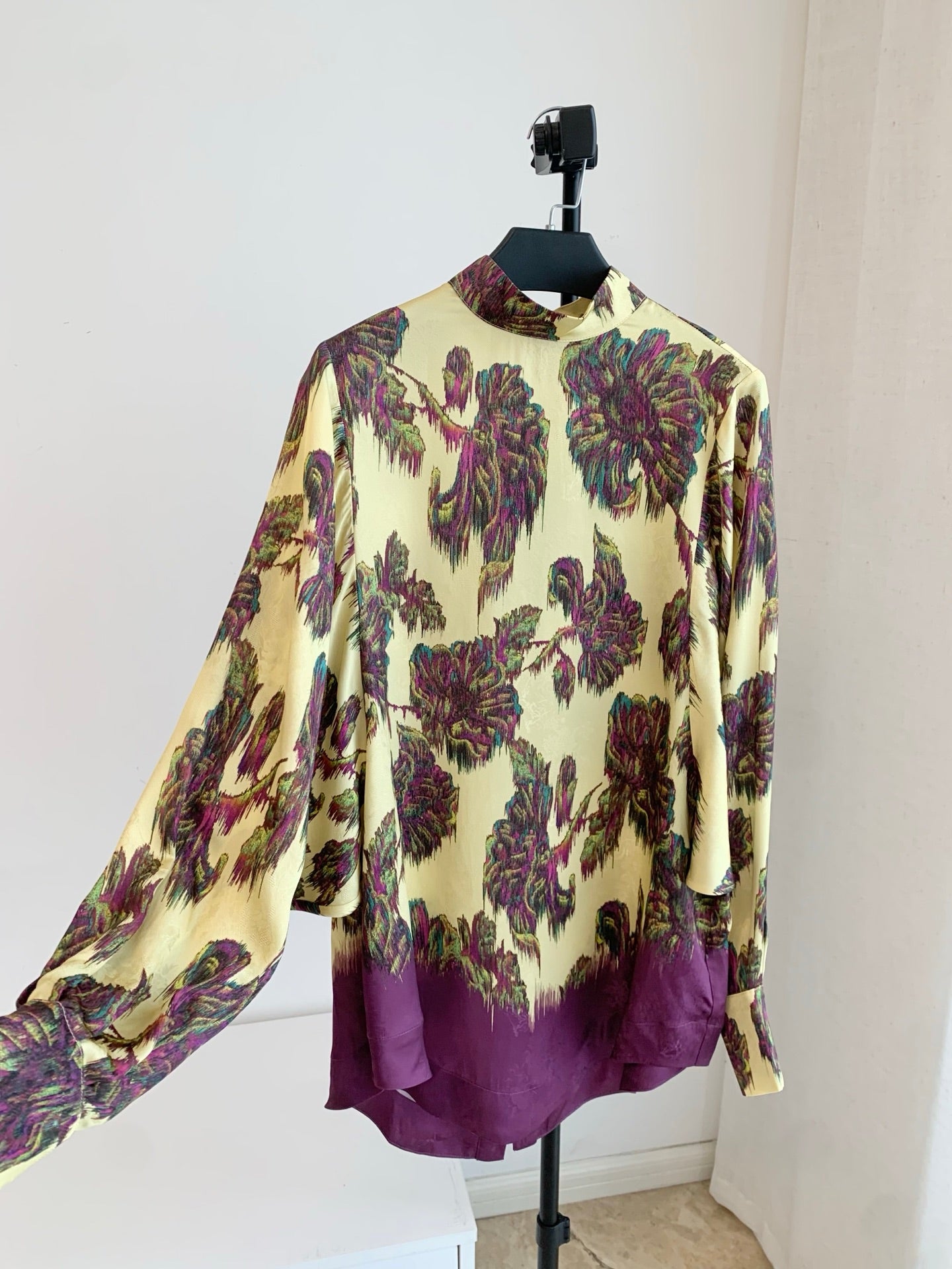 Alemais Viscose Jacquard Floral Print Stand‑collar Top & Wide‑leg Shorts Co‑ord Set 2608050AL