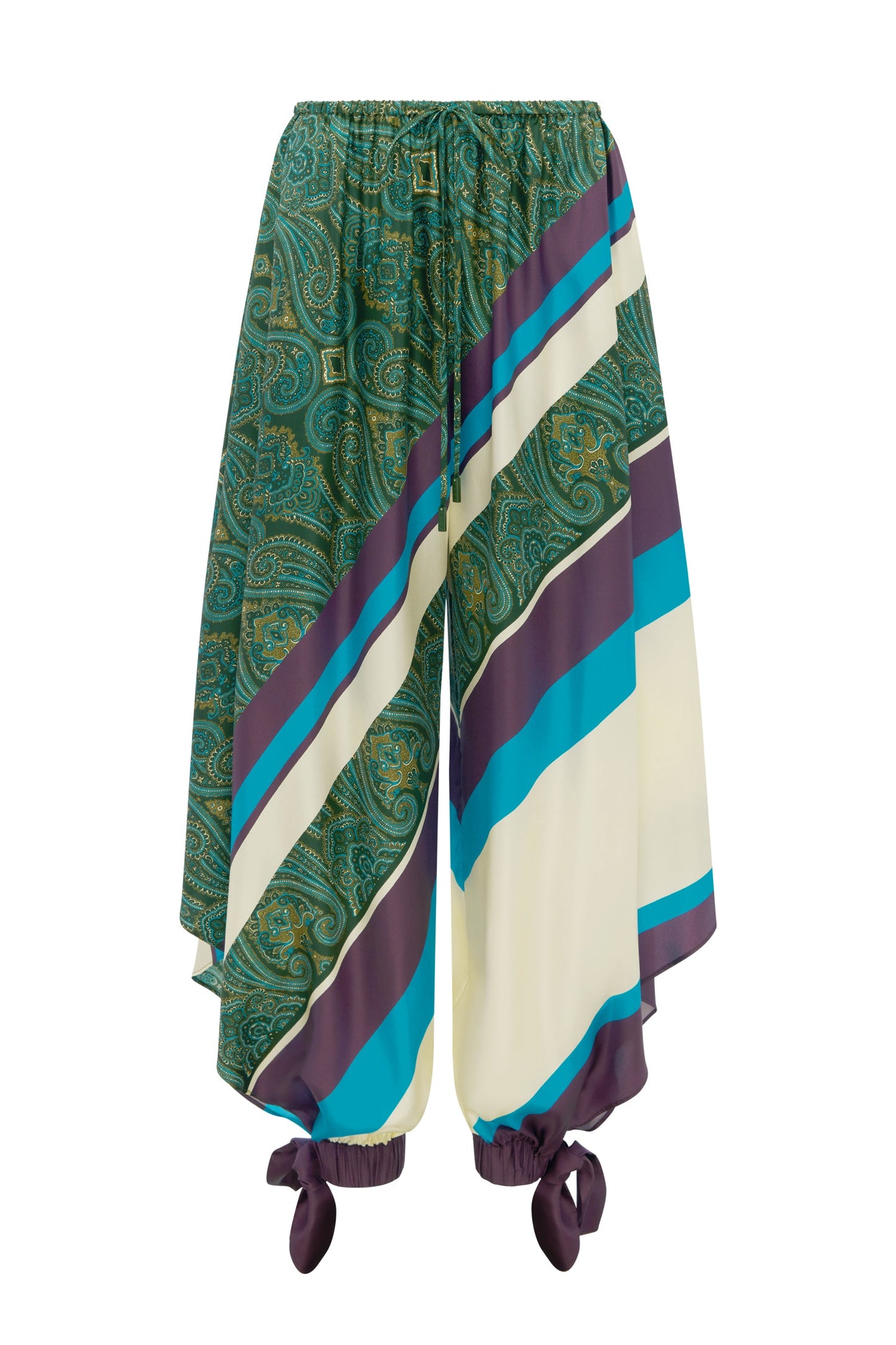 Alemais Joni paisley-print silk top tapered trousers set drawstring tie-fastening cuffs 2608012AL