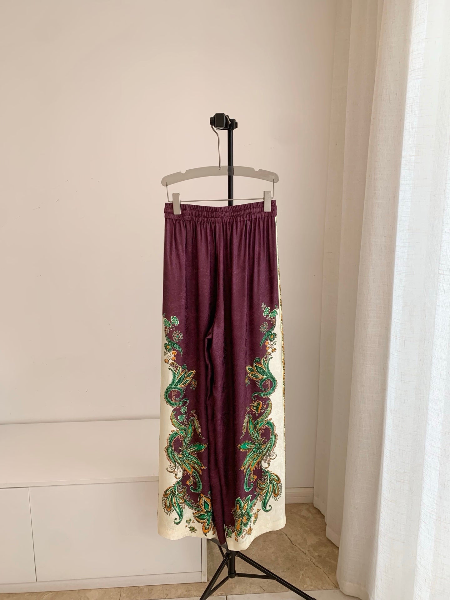 Alemais Women Bohemian Silk Viscose Set Long Sleeve Shirt Wide‑Leg Trousers 2608076AL